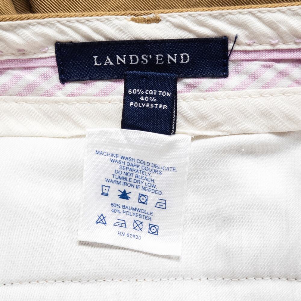Lands End Khaki Pleated Trousers Size 12 Minimalist Officewear Pants - Picture 8 of 8